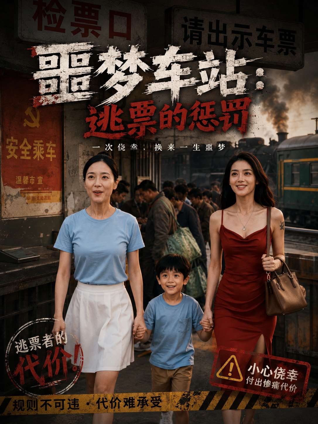 【AI成人短剧】噩梦车站：逃票的惩罚