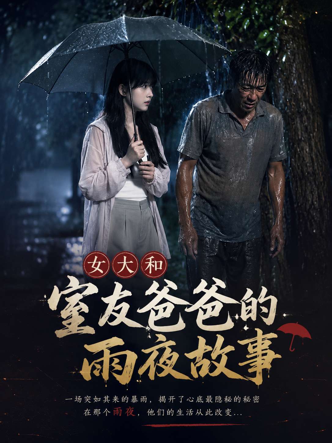 【AI成人短剧】女大和室友爸爸的雨夜故事
