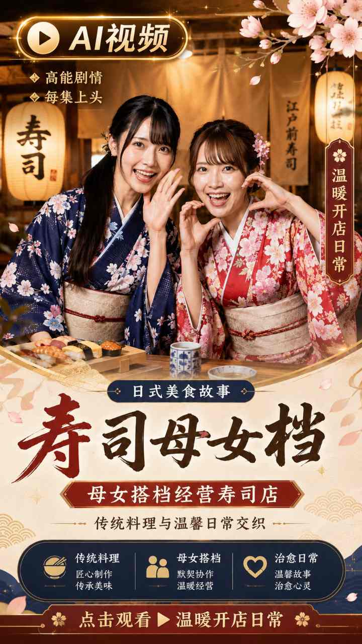 【AI成人视频】日式母女裸体寿司店